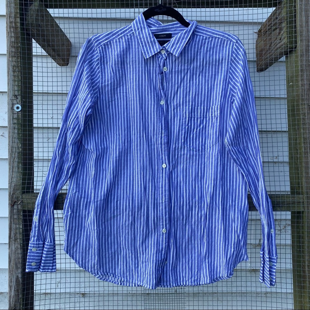 J Crew vertical stripe button down shirt